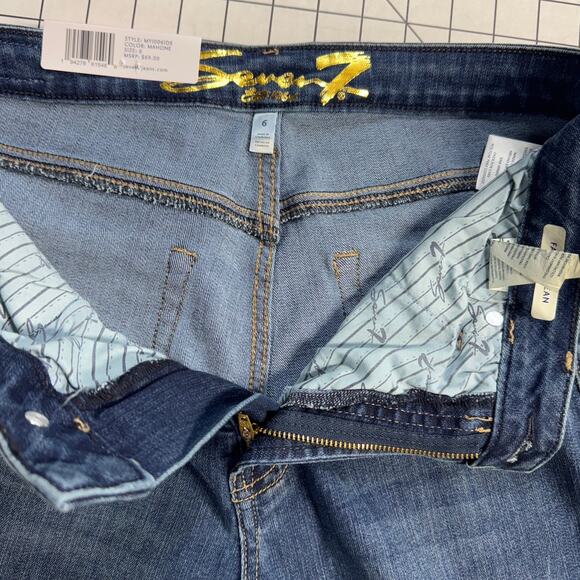 Seven 7 High Rise Step Hem Blue Denim Light Distressed Wash Jeans Women 6 NWT - Picture 7 of 8